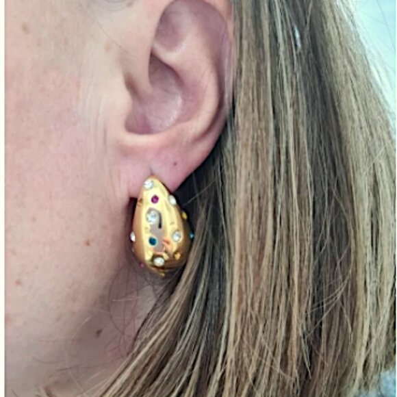 NEW~ Anthropologie Adina Eden Colorful Teardrop Stud Earrings - Picture 11 of 12